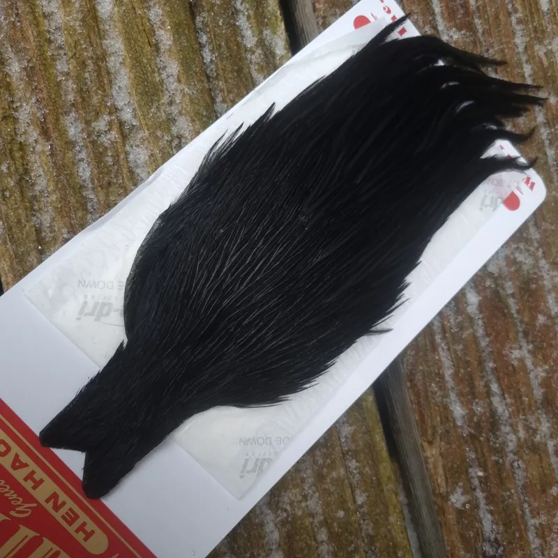 Whiting Hen Cape in Dyed Black E-1