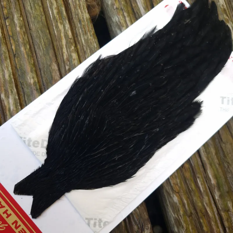 Whiting Hen Cape in Dyed Black F-1