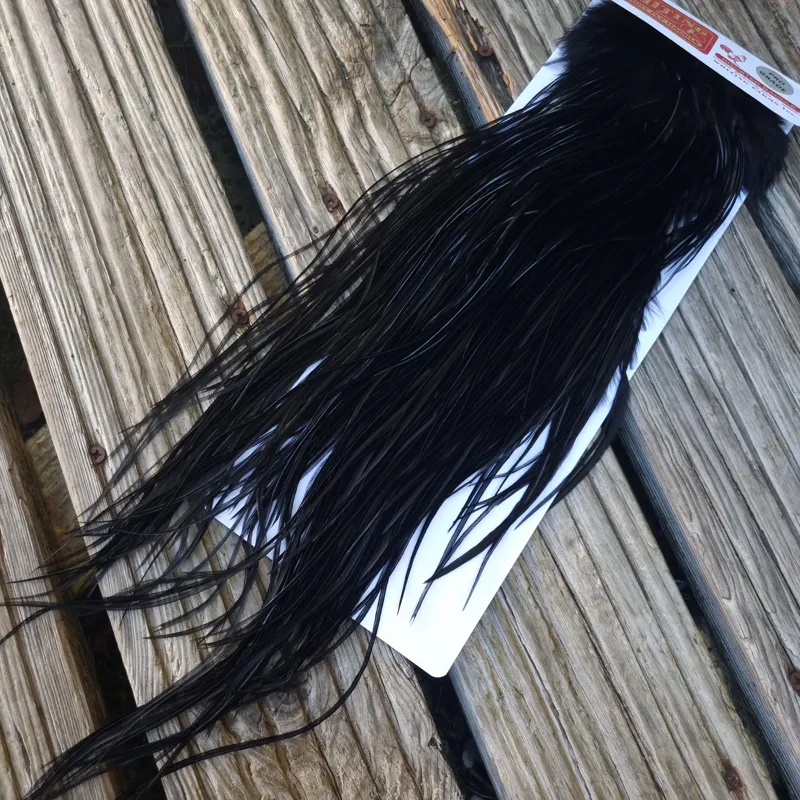 Whiting PRO-GRADE Dry Fly Rooster Saddle in Black A Approx Tying Sizes 10/12/14-2