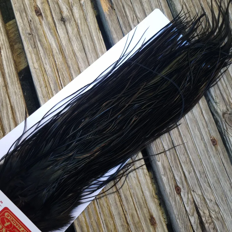 Whiting PRO-GRADE Dry Fly Rooster Saddle in Black B Approx Tying Sizes 10/12/14-2