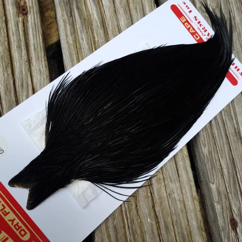 Whiting Pro-Grade Dry Fly Rooster Cape in Black B-1