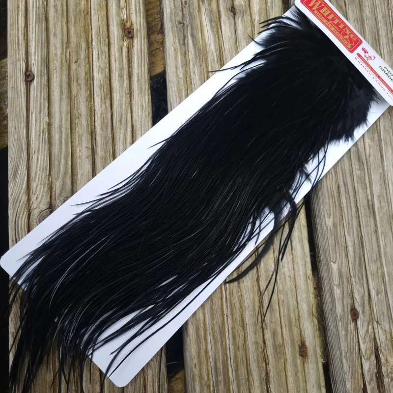 Whiting Pro-Grade Midge Rooster Saddle in Black B Approx Tying Sizes Few 12 and stuffed with 14/16/18/20 with a few going smaller-2