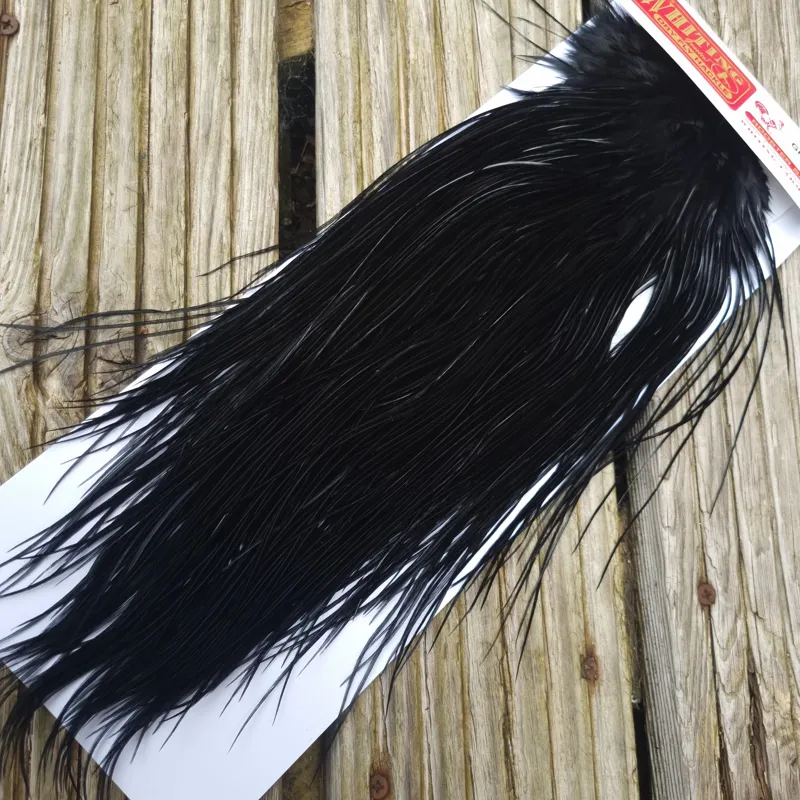 Whiting Pro-Grade Midge Rooster Saddle in Black C Approx Tying Sizes 14/16/18 with a few going smaller-2