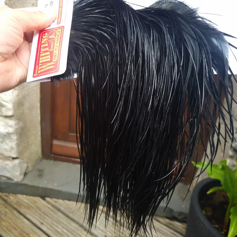 Whiting Pro-Grade Midge Rooster Saddle in Black C Approx Tying Sizes 14/16/18 with a few going smaller-3