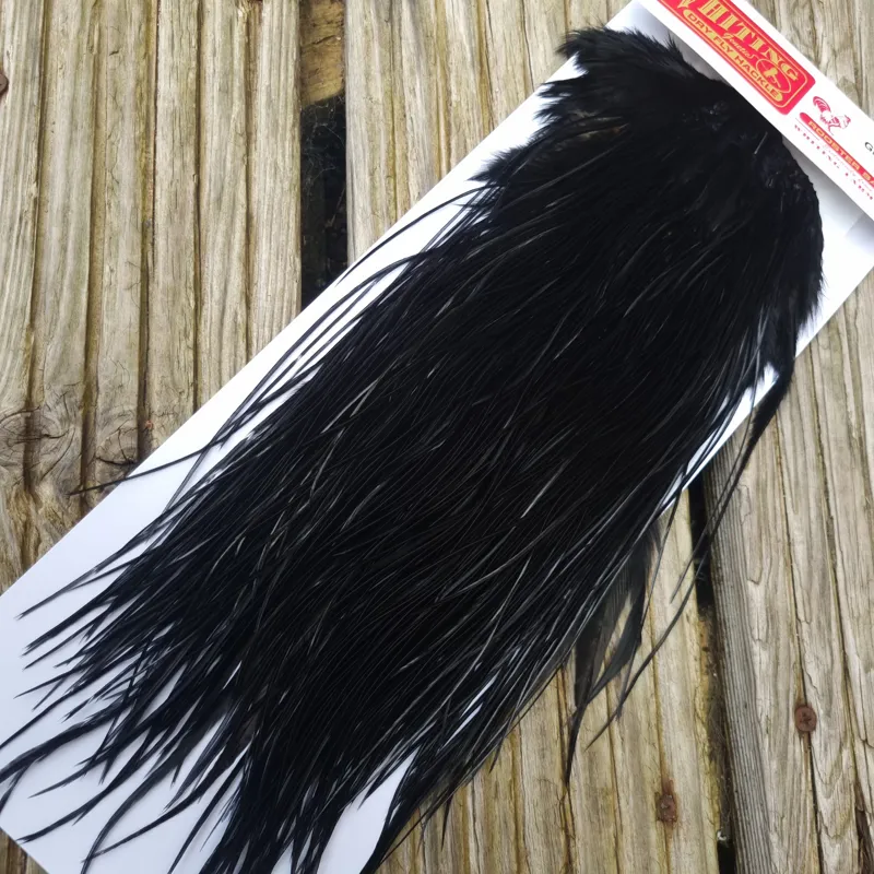 Whiting Pro-Grade Midge Rooster Saddle in Black D Approx Tying Sizes 12/14/16/18/20-2