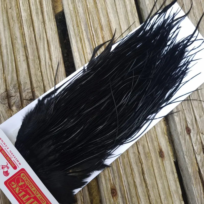 Whiting Pro-Grade Midge Rooster Saddle in Black D Approx Tying Sizes 12/14/16/18/20-3