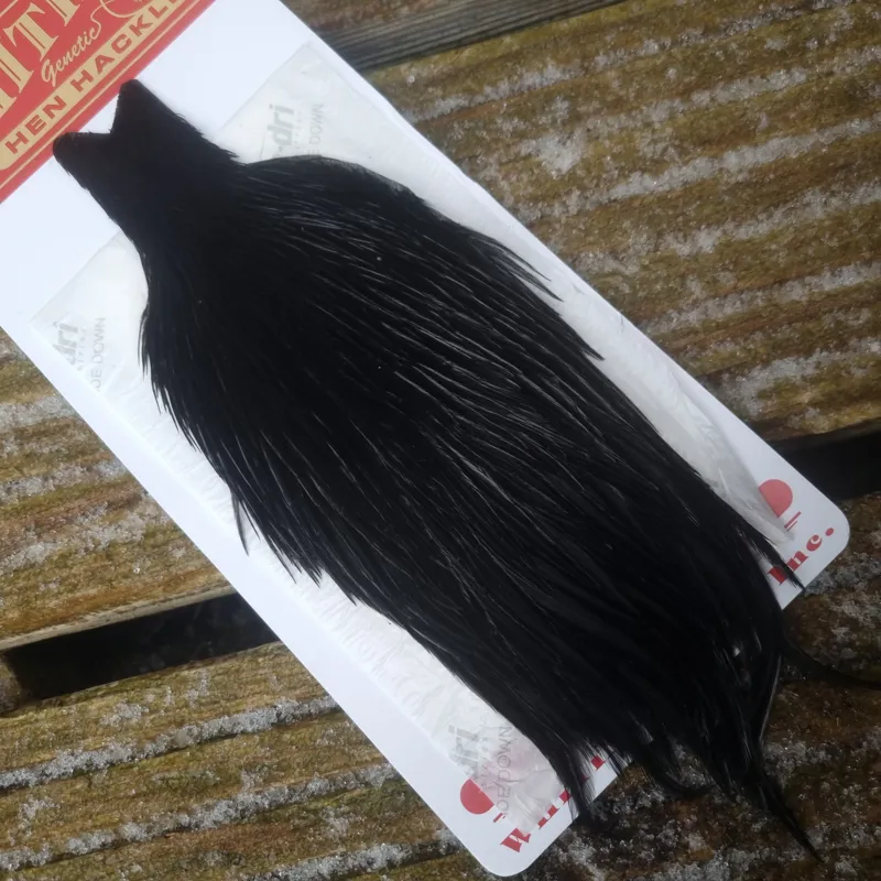 Whiting Hen Cape in Dyed Black E-2