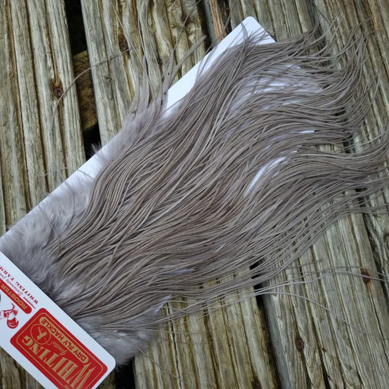 Whiting Bronze Grade Dry Fly Rooster Saddle in Medium Dun A Approx Tying Size 10/12/14/16 with a few going smaller-1