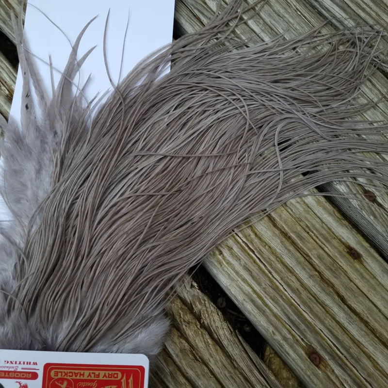 Whiting Bronze Grade Dry Fly Rooster Saddle in Medium Dun A Approx Tying Size 10/12/14/16 with a few going smaller-4