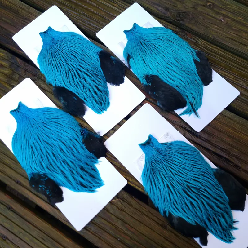 The Lakeland Brahma Rooster Cape in Silver Badger Dyed Silver Dr.Blue from Whiting Farms-2