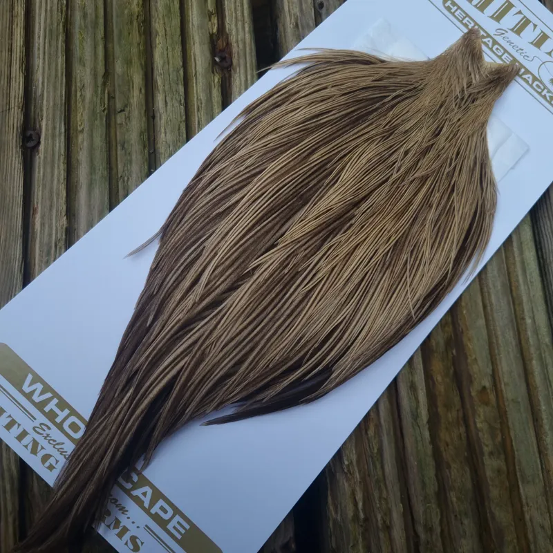 Whiting Heritage Hackles Rooster Cape in Mixed Colours C Champagne Badger/Speckled Champagne Badger-1