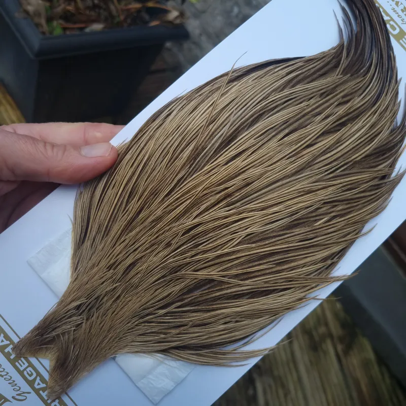 Whiting Heritage Hackles Rooster Cape in Mixed Colours C Champagne Badger/Speckled Champagne Badger-4