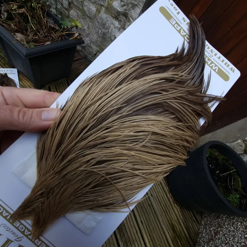 Whiting Heritage Hackles Rooster Cape in Mixed Colours C Champagne Badger/Speckled Champagne Badger-5