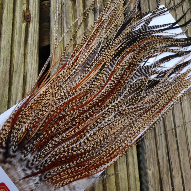 Whiting Pro-Grade Midge Rooster Saddle in Light CREE B Splashed with Furnace Approx Tying Sizes 14/16-2