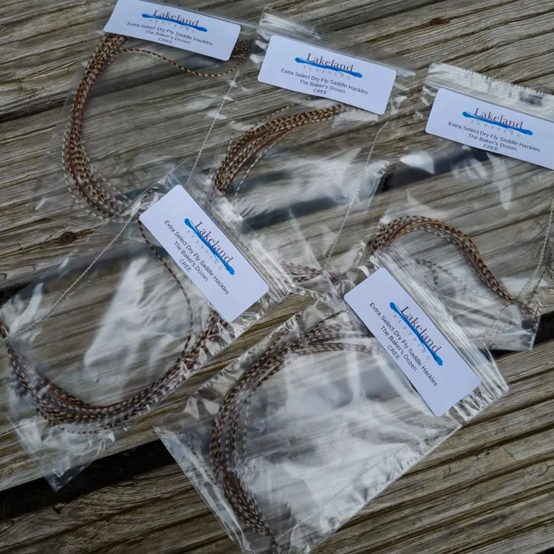 Lakeland Fly-Tying Extra Select Dry Fly Saddle Hackle Packs The Baker's Dozen in CREE-1