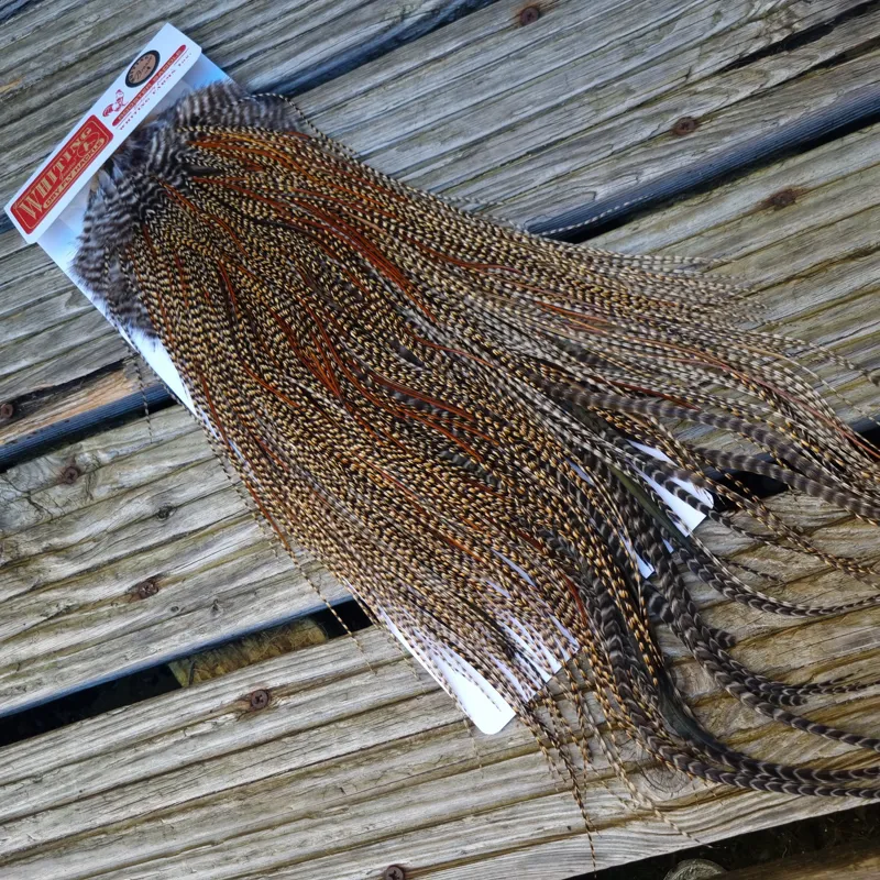Whiting Bronze Grade Midge Rooster Saddle in CREE A Classic Cree with a light Splashing of Furnace Approx Tying Sizes 14/16/18 you might find a few going smaller-4