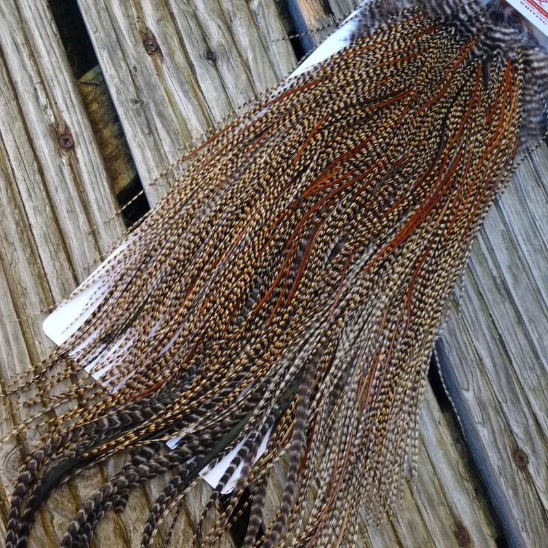 Whiting Bronze Grade Midge Rooster Saddle in CREE A Classic Cree with a light Splashing of Furnace Approx Tying Sizes 14/16/18 you might find a few going smaller-5