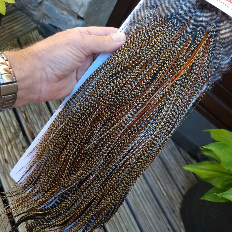 Whiting Bronze Grade Midge Rooster Saddle in CREE A Classic Cree with a light Splashing of Furnace Approx Tying Sizes 14/16/18 you might find a few going smaller-7
