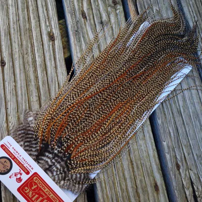 Whiting Bronze Grade Midge Rooster Saddle in CREE B Classic Cree Splashed with Furnace Hackles Approx Tying Size 14/16/18 with a few going smaller-7