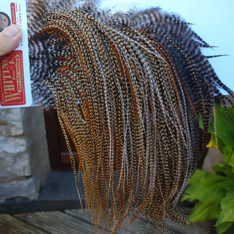 Whiting Bronze Grade Midge Rooster Saddle in CREE B Classic Cree Splashed with Furnace Hackles Approx Tying Size 14/16/18 with a few going smaller-8