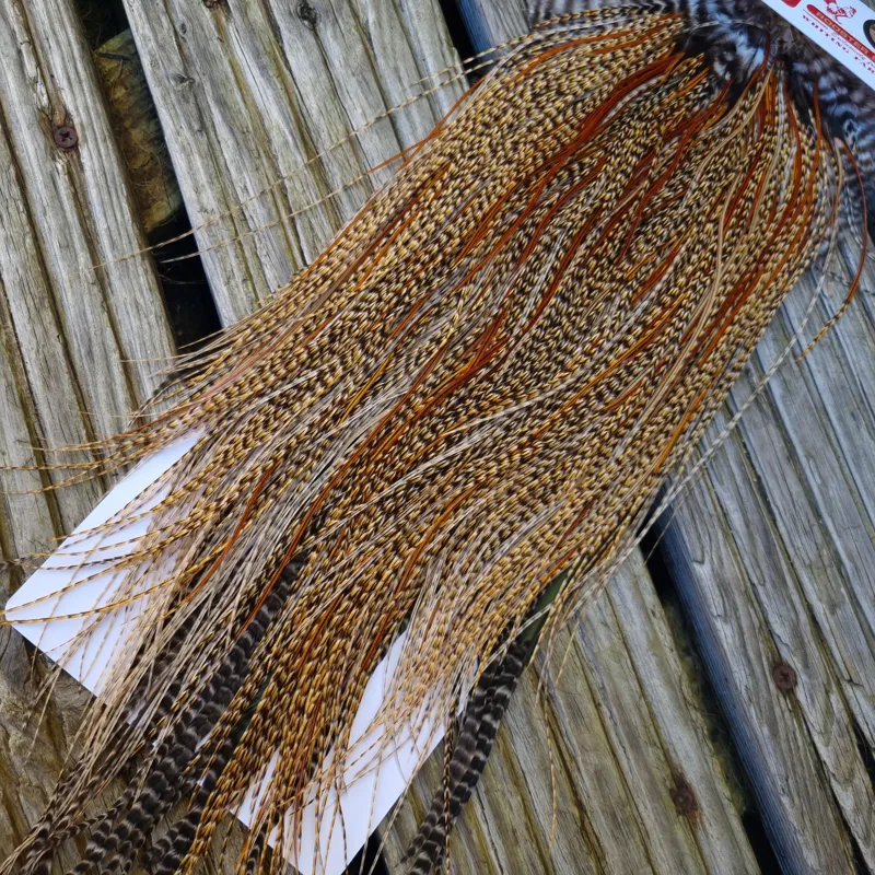 Whiting Bronze Grade Midge Rooster Saddle in CREE D Classic Cree Splashed with Furnace Hackles Approx Tying Size 14/16/18 with a few smaller-5