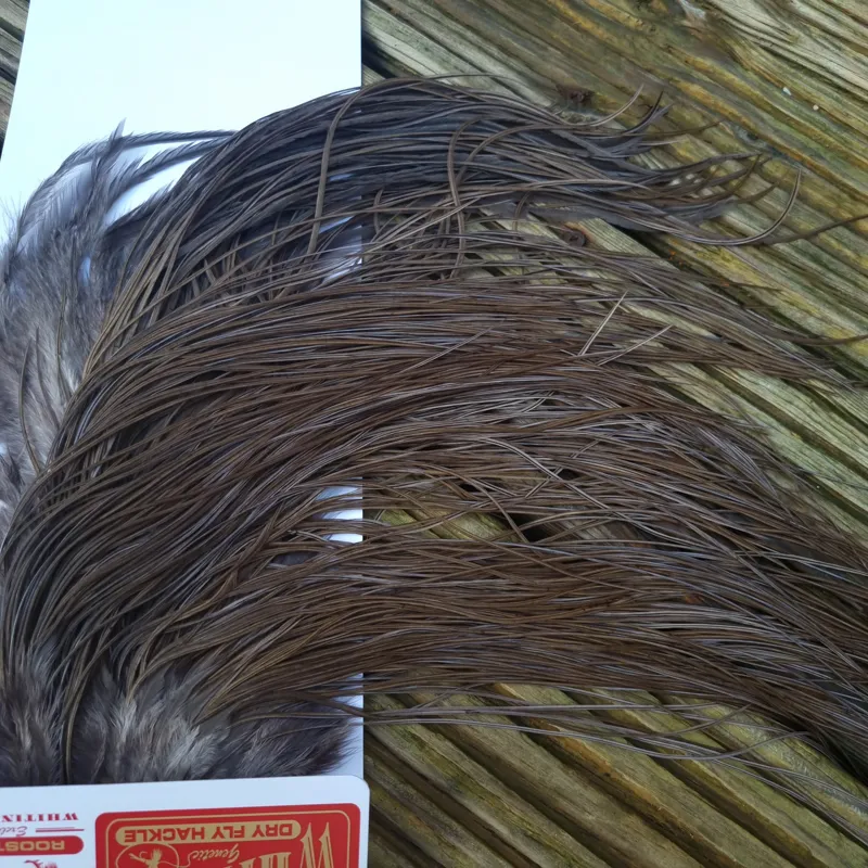 Whiting Pro-Grade Midge Rooster Saddle in Dark Dun A Dark Dun/Iron Blue Dun Approx Tying Size 14/16/18 some going smaller-1