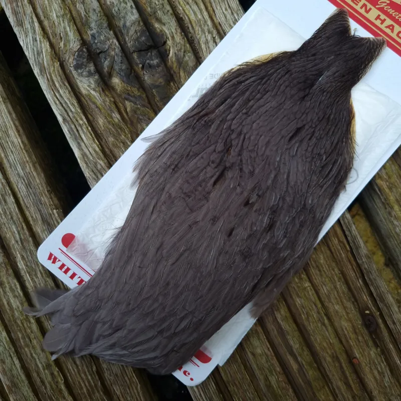 Whiting Hen Cape in White Dyed Dark Dun B