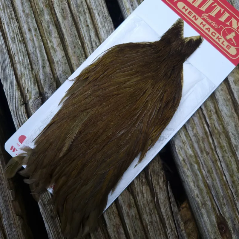Whiting Hen Cape in White Dyed Dark Olive A