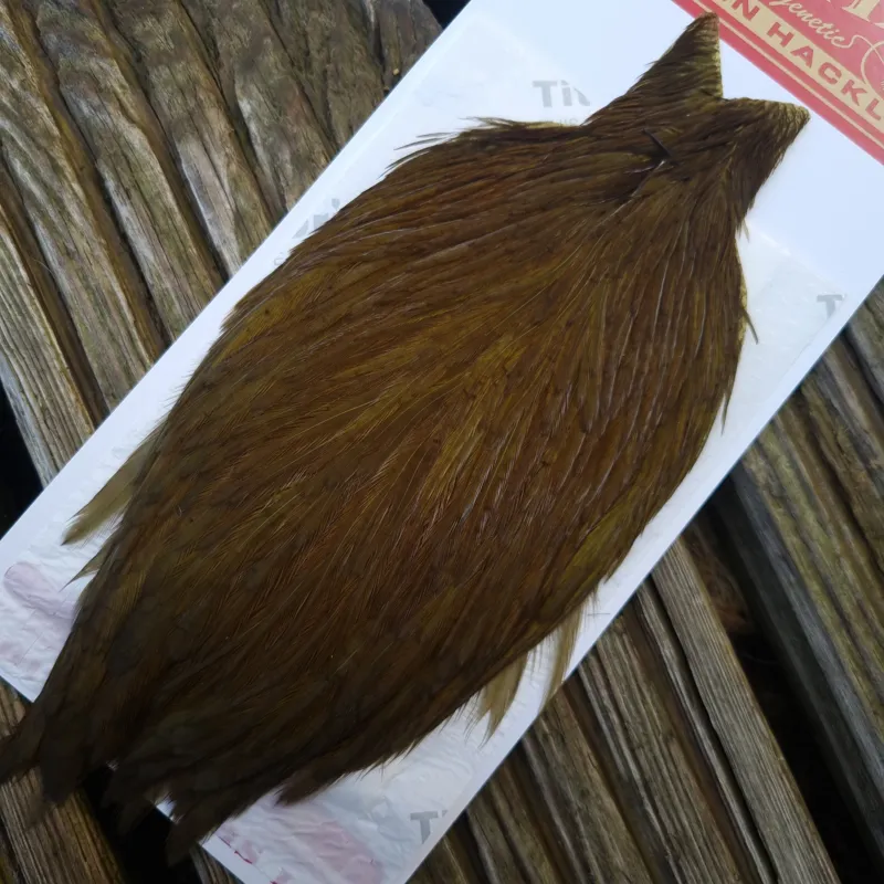 Whiting Hen Cape in White Dyed Dark Olive B