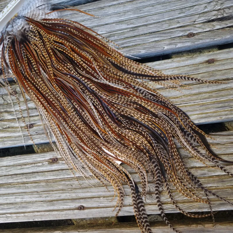 Whiting Heritage Hackles Rooster Saddle in Mixed Colours E CREE/Furnace/Rusty Dun Tying approx size 10/12/14-4