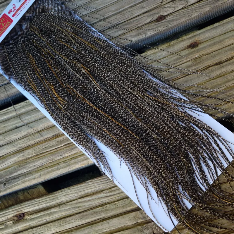 Whiting Pro-Grade Midge Rooster Saddle in Grizzly Variant E VERY Dark Grizzly Splashed with Golden Badger Approx Tying Size 18/20/22/24/26 and OUT OF SIGHT-2