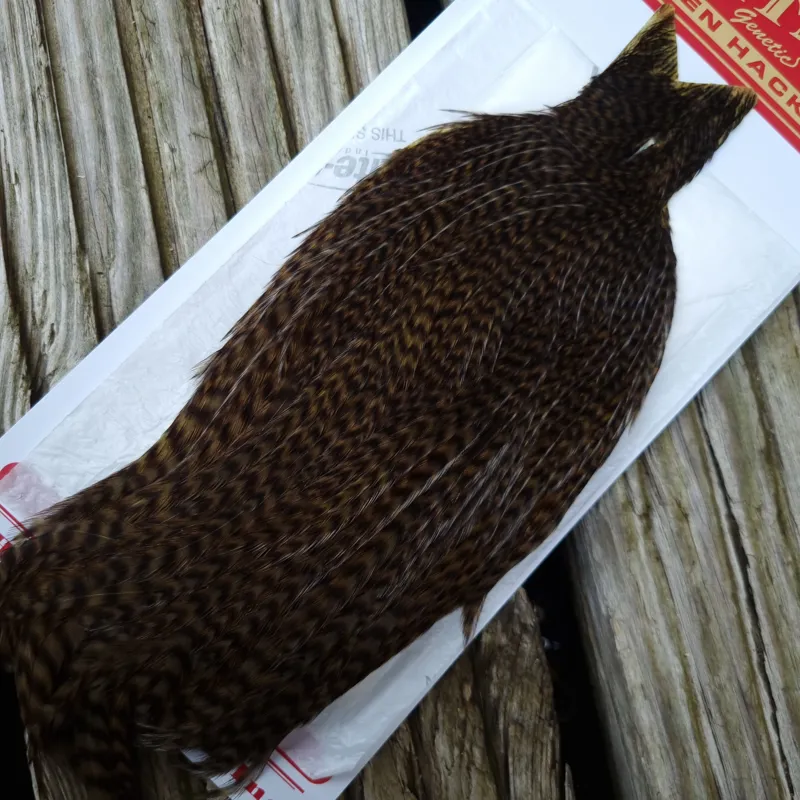 Whiting Hen Cape in Grizzly Dyed Dark Olive B