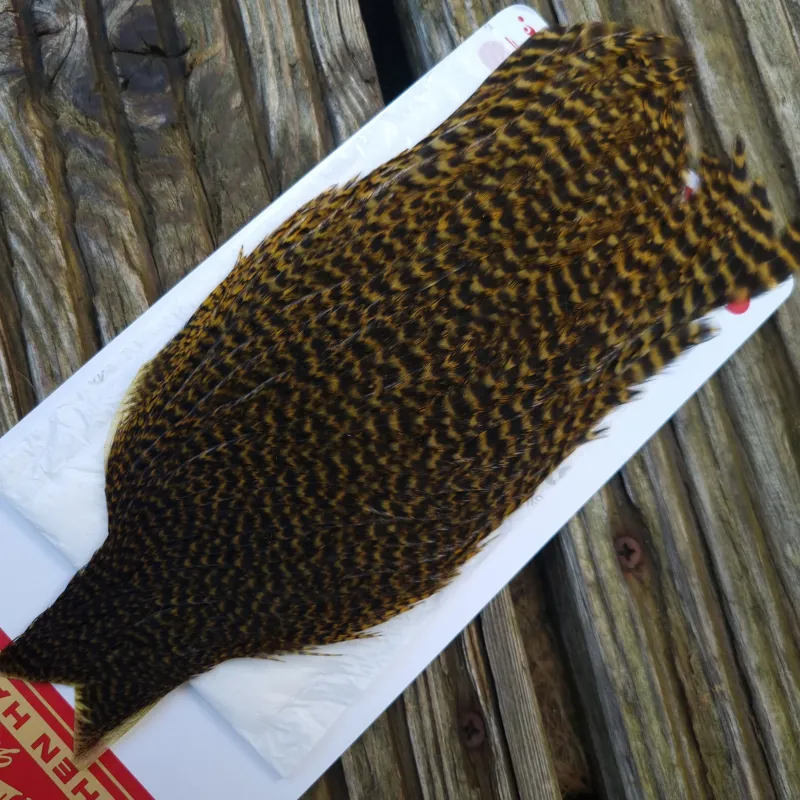 Whiting Hen Cape in Grizzly Dyed Golden Olive C-1