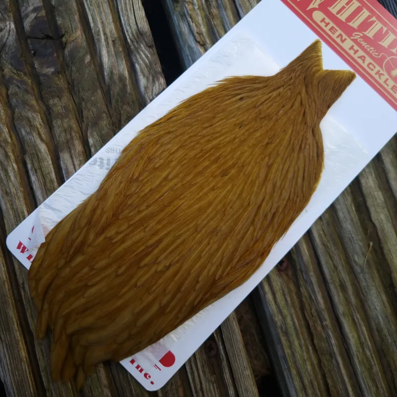 Whiting Hen Cape in White Dyed Golden Olive A