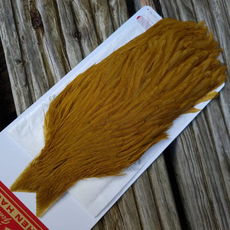 Whiting Hen Cape in White Dyed Golden Olive C-1