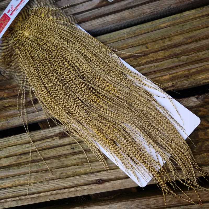 Whiting Pro-Grade Midge Rooster Saddle in Grizzly Dyed Pale Yellow C Approx Tying Size 14/16/18/20/22 some going smaller-7