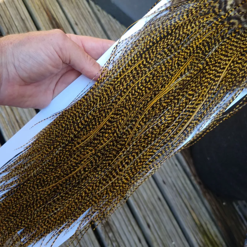 Whiting Pro-Grade Midge Rooster Saddle in Grizzly Golden Straw B Approx Tying Sizes 14/16/18/20/22/24 and out of sight-7