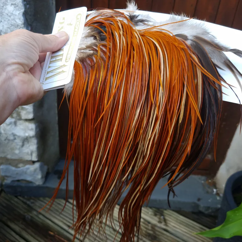 Whiting Heritage Hackles Rooster Saddle in Mixed Colours H Light to Medium Red Game with a Light Splashing of Furnace Tying Approx 12/14/16      -2