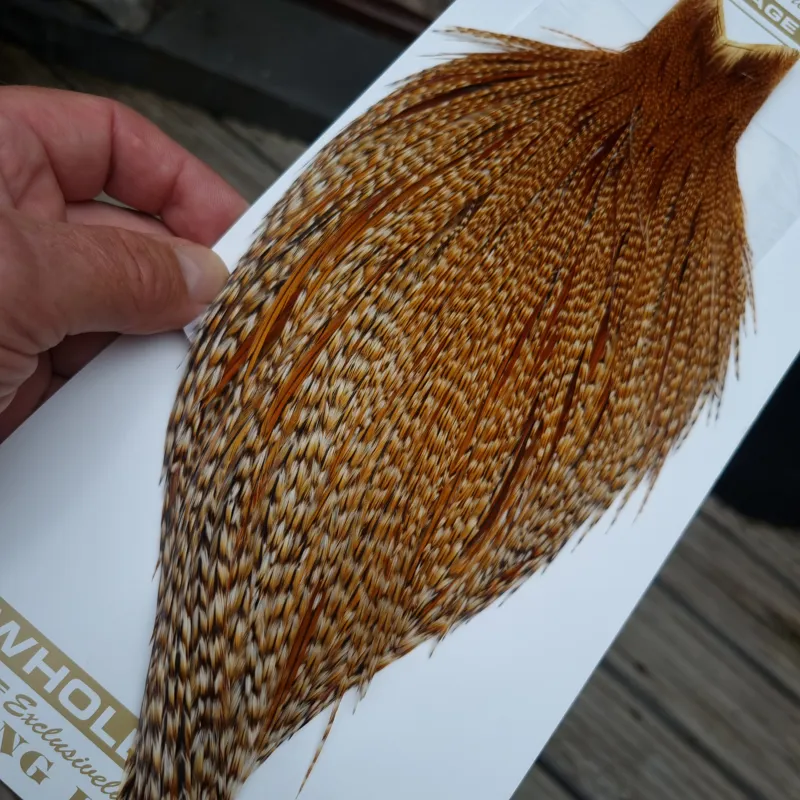 Whiting Heritage Hackles Rooster Cape in Mixed Colours Barred Dark Ginger/Classic CREE A -5