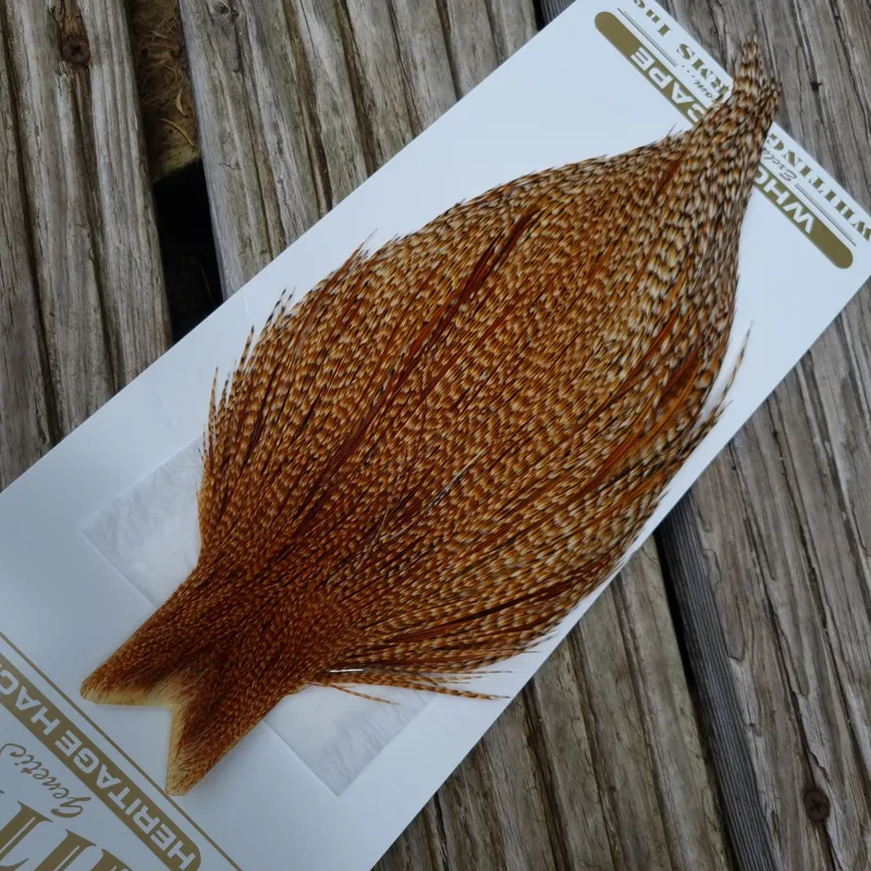 Whiting Heritage Hackles Rooster Cape in Mixed Colours Barred Dark Ginger/Classic CREE A -6