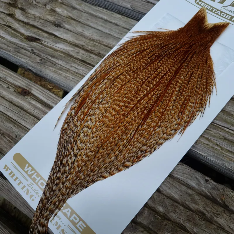 Whiting Heritage Hackles Rooster Cape in Mixed Colours Barred Dark Ginger/Classic CREE A -2