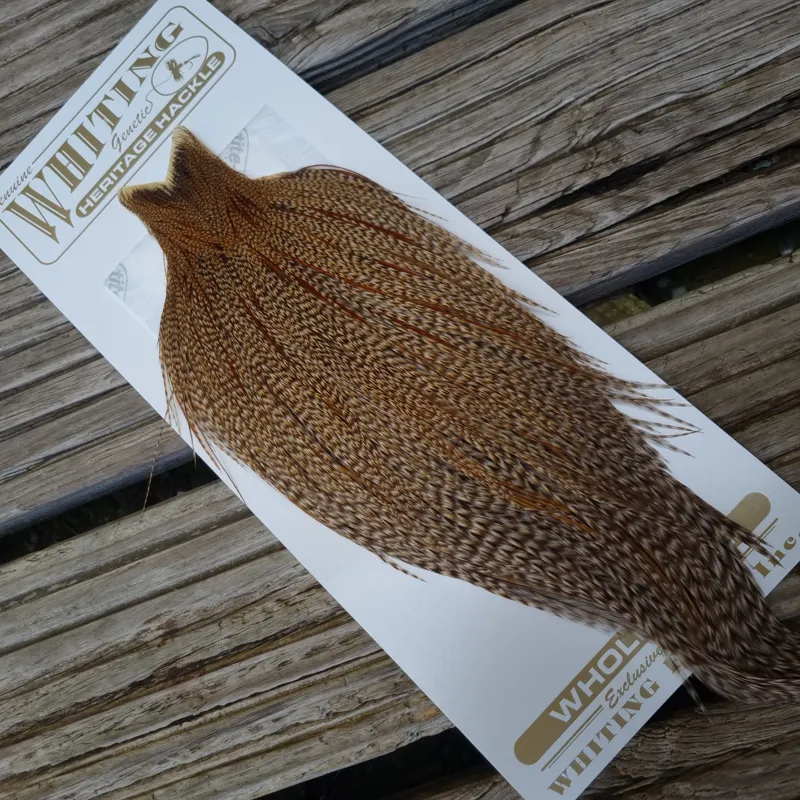 Whiting Heritage Hackles Rooster Cape in Mixed Colours DUN CREE C-3