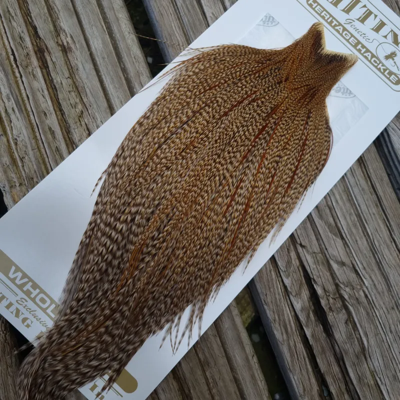 Whiting Heritage Hackles Rooster Cape in Mixed Colours DUN CREE C-5