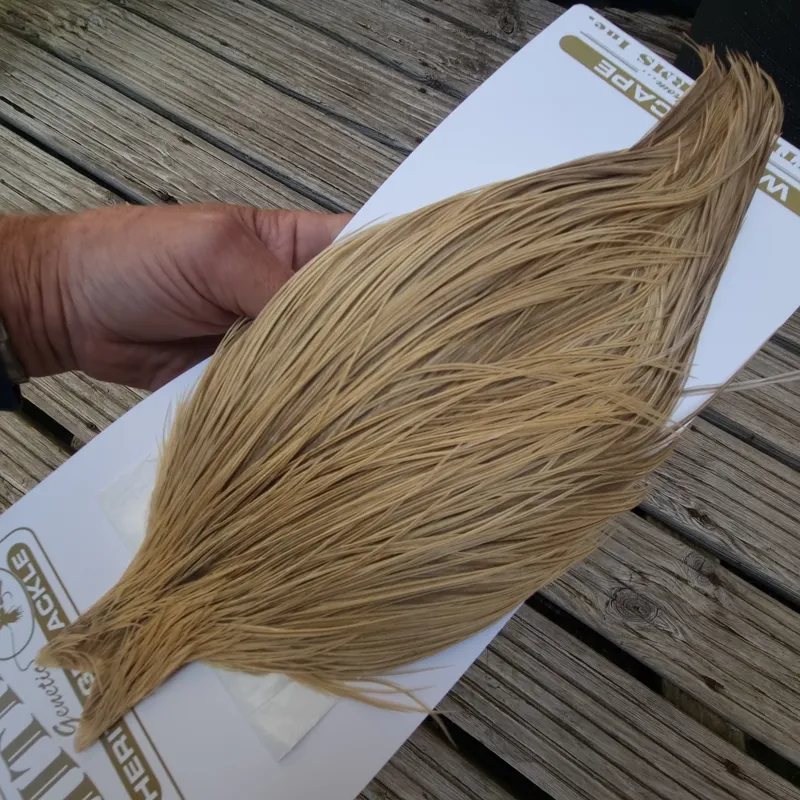 Whiting Heritage Hackles Rooster Cape in Mixed Colours I Light Champagne/Champagne Badger -6