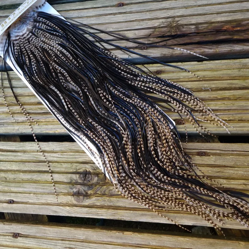 Whiting Heritage Hackles Rooster Saddle in Mixed Colours G Grizzly and Natural Black Tying Approx 10/12/14-2