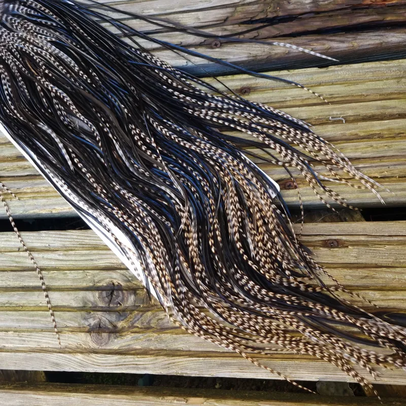 Whiting Heritage Hackles Rooster Saddle in Mixed Colours G Grizzly and Natural Black Tying Approx 10/12/14-4