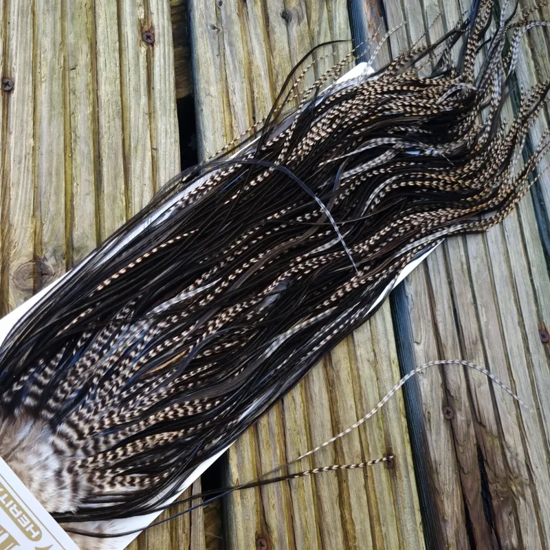 Whiting Heritage Hackles Rooster Saddle in Mixed Colours G Grizzly and Natural Black Tying Approx 10/12/14-6