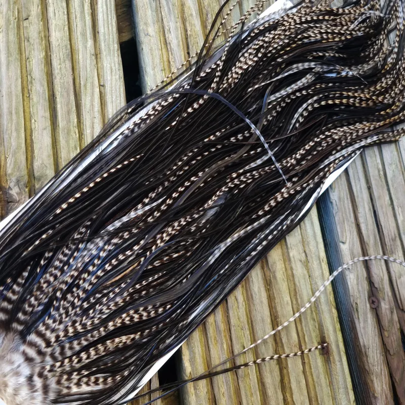 Whiting Heritage Hackles Rooster Saddle in Mixed Colours G Grizzly and Natural Black Tying Approx 10/12/14-7