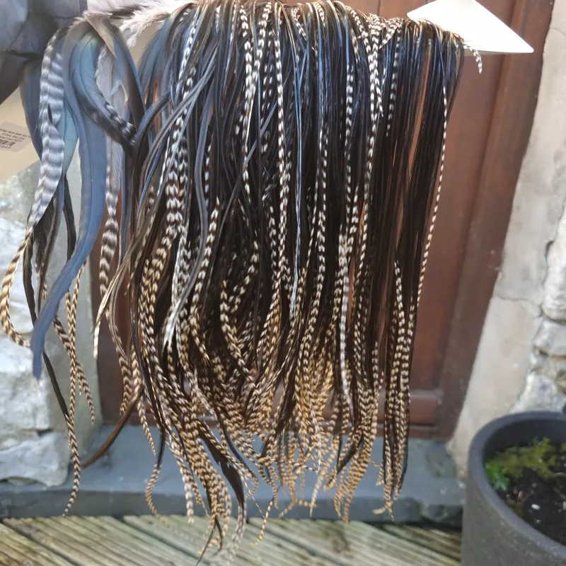 Whiting Heritage Hackles Rooster Saddle in Mixed Colours G Grizzly and Natural Black Tying Approx 10/12/14