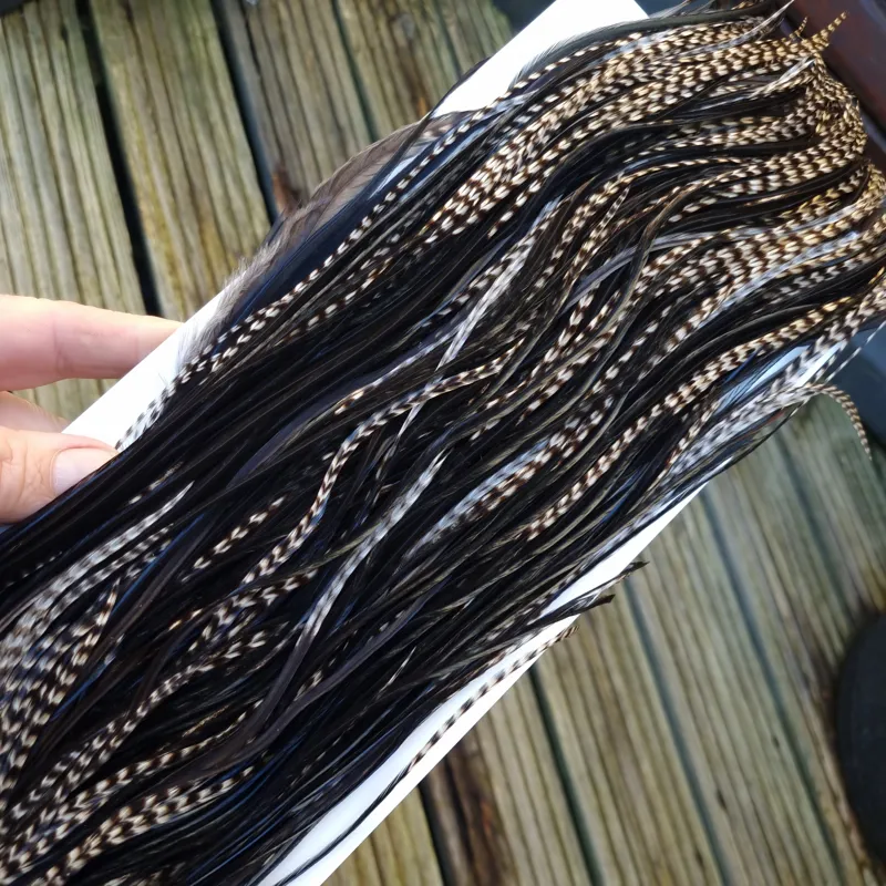 Whiting Heritage Hackles Rooster Saddle in Mixed Colours G Grizzly and Natural Black Tying Approx 10/12/14-1